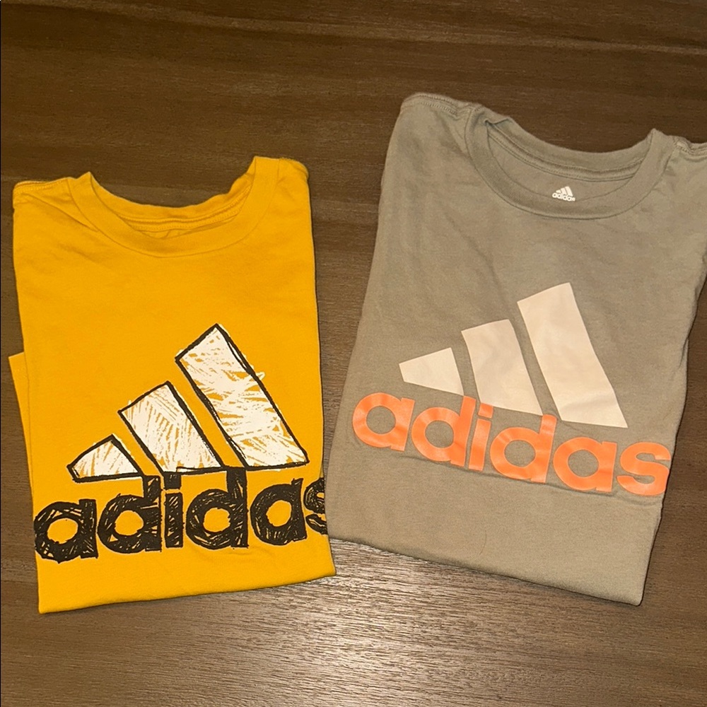 Adidas Kids' Yellow and Gray Logo T-Shirts